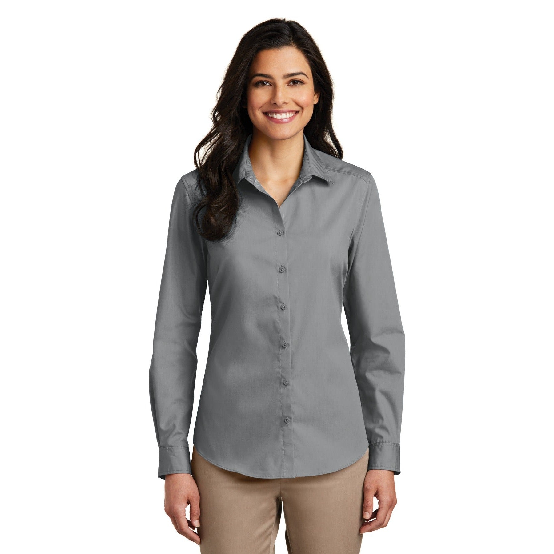 Port Authority-Port Authority® Women's Long Sleeve Carefree Poplin Shirt. LW100-MedTech-5